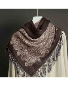 Buddha Stones Tibetan Cashew Jacquard Colorful Flower Print Tassels Shawl Fall Winter Soft Warm Scarf Wrap - DarkGray 190*70cm