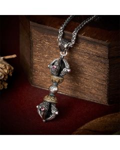 Buddha Stones Tibetan Copper Vajra Design Pendant Necklace for Grounding and Spiritual Power - Vajra Design