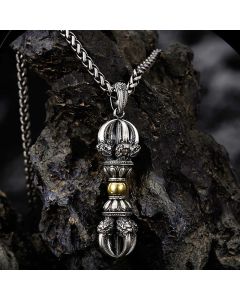 Buddha Stones Tibetan Dorje Vajra Design Wealth Necklace Pendant - Necklace&Chain