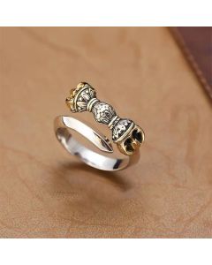 Buddha Stones Tibetan Dorje Vajra Engraved Design Copper Luck Wealth Adjustable Ring - Dorje/Vajra(Enlightenment♥Spiritual Power)