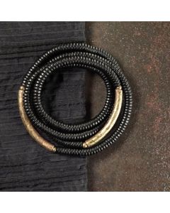 Buddha Stones Tibetan Ebony Wood Beads Copper Peace Multilayered Bracelet - 17-17.5cm