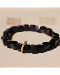 Buddha Stones Tibetan Ebony Wood Square Beads Peace Calm Bracelet - Ebony Wood(Wrist Circumference 14-16cm)
