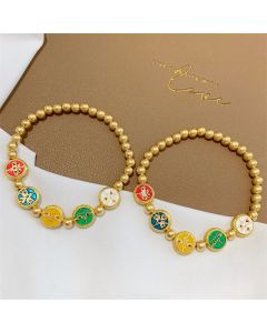 Buddha Stones Tibetan Five God Of Wealth Copper Beads Luck Bracelet - 14-15cm