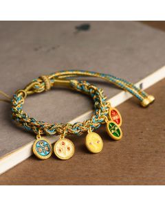 Buddha Stones Tibetan Five God Of Wealth Luck Handcrafted Braid String Bracelet - Five God of Wealth(Wrist Circumference 14-19cm)