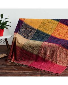 Buddha Stones Tibetan Floral Pattern Hand-Dyed Craftsman Blanket - 220*260cm