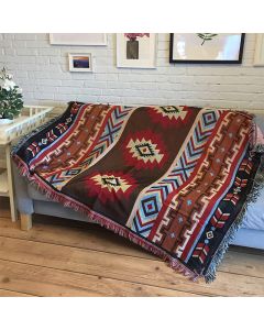 Buddha Stones Tibetan Geometric Hand-Dyed Craftsman Blanket - 160*300cm