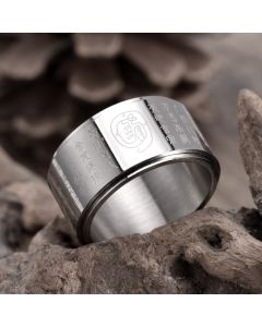 Buddha Stones Tibetan Golden Light Mantra Titanium Steel Smooth Surface Spinner Balance Ring - Golden / US12
