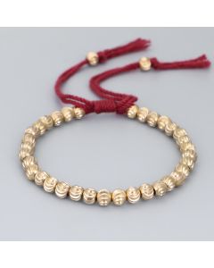 Buddha Stones Tibetan Handmade Copper Bead Luck String Bracelet - Dark Blue(Wrist Circumference 14-26cm)
