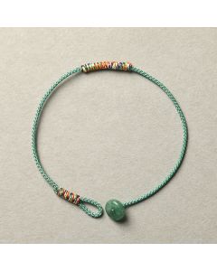 Buddha Stones Tibetan Handmade Green Aventurine Luck Protection Braided Rope Bracelet - Brown(Wrist Circumference 13-15cm)