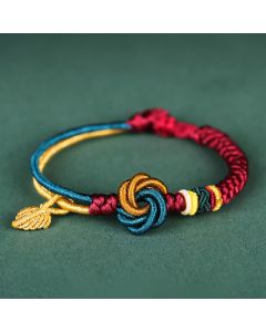 Buddha Stones Tibetan Handmade Mandala Knot Leaf Luck Rope Bracelet - 17-18cm