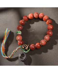 Buddha Stones Tibetan Natural Camel Bone Dzi Bead Bodhi Seed Charm Luck Bracelet - Camel Bone&Green Bead(Wrist Circumference 15-16cm)