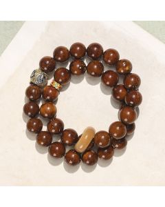 Buddha Stones Tibetan Natural Purple Gold Rat Bodhi Seed Wealth Double Wrap Bracelet - Purple Gold Rat(Wealth♥Blessing)(Wrist Circumference 15cm)