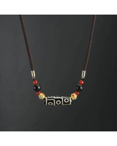Buddha Stones Tibetan Nine-Eye Dzi Bead Protection Blessings String Necklace Pendant - Brown Nine-Eye Dzi Bead