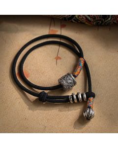 Buddha Stones Tibetan Om Mani Padme Hum Carved Amulet Double Wrap Bracelet - 14-16cm(Double Wrap)