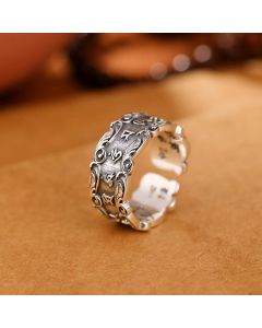 Buddha Stones Tibetan Om Mani Padme Hum Design Peace Adjustable Ring - Om Mani Padme Hum(Love♥Focus)
