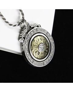Buddha Stones Tibetan Om Mani Padme Hum Double Dorje Vajra Rotatable Purity Peace Necklace Pendant - Om Mani Padme Hum Double Dorje Vajra