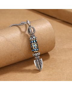 Buddha Stones Tibetan Om Mani Padme Hum Protection Wealth Rotatable Necklace Pendant - Om Mani Padme Hum-2