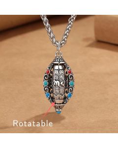 Buddha Stones Tibetan Om Mani Padme Hum Purity Rotatable Necklace Pendant - Om Mani Padme Hum