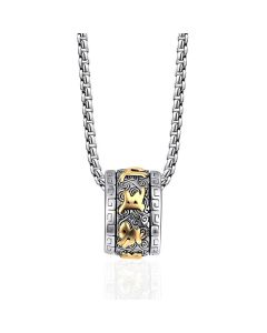 Buddha Stones Tibetan Om Mani Padme Hum Titanium Steel Peace Necklace Pendant - Silver Om Mani Padme Hum