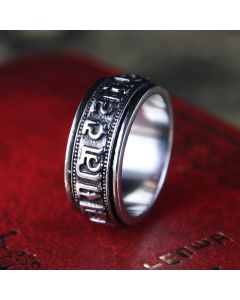 Buddha Stones Tibetan Om Mani Padme Hum Titanium Steel Spinner Balance Ring - Silvery / US11