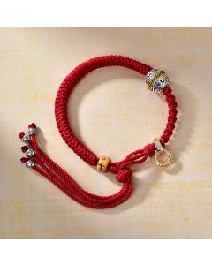 Buddha Stones Tibetan Thangka Green Silver Tara Zakiram Goddess Of Wealth Red Braid String Luck Bracelet - Red String(Luck❤Protection)