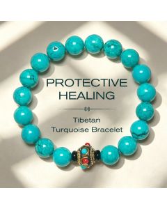 Buddha Stones Tibetan Turquoise Protection Bracelet - Turquoise(Wrist Circumference:16-17cm)