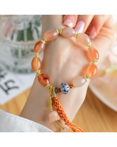 Buddha Stones Tibetan White Jade Agate Strength Confidence Bracelet - Candy Agate(Strength ♥ Confidence)