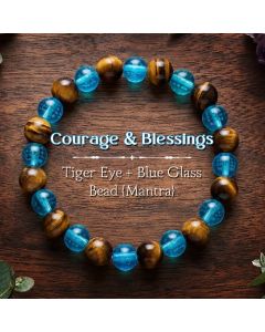 Buddha Stones Tiger Eye Blue Liuli Glass Bead Courage Round Beaded Bracelet - Tiger Eye(Protection ♥ Courage)