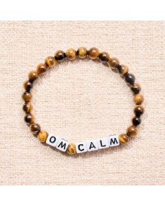 Buddha Stones Tiger Eye OM CALM Letters Beads Courage Bracelet - Tiger Eye(Protection ♥ Courage)