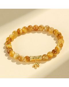 Buddha Stones Tiger Eye Fu Character Bamboo Koi Fish Lotus Om Mani Padme Hum Protection Bracelet - Om Mani Padme Hum'(Wrist Circumference: 14-16cm)
