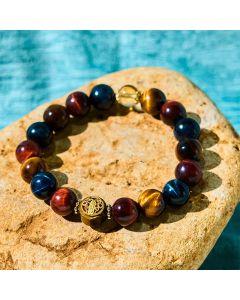 Buddha Stones Tiger Eye Stone Beads Protection Courage Bracelet - Tiger Eye(Wrist Circumference 15-16cm)