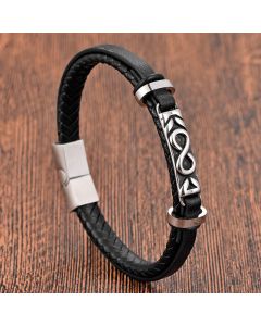 Buddha Stones Titanium Steel Balance Multi-Layered Leather Figure-Eight Bracelet - Multi-Layer(Wrist Circumference: 18-19cm)