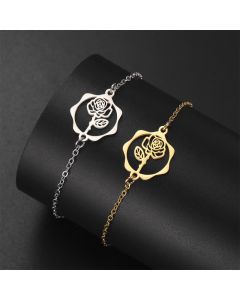 Buddha Stones Titanium Steel Birth Flower New beginning Bracelet - Holly / Golden Titanium Steel