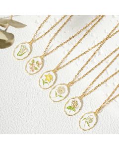 Buddha Stones Titanium Steel Birth Flower Strengthen Pendant Necklace - Holly / Silvery Titanium Steel