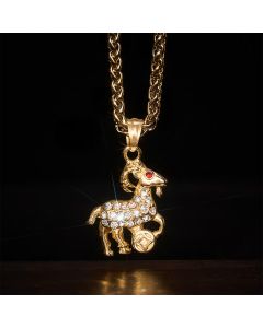 Buddha Stones Titanium Steel Chinese Zodiac Goat Prosperity Pendant Necklace - Goat