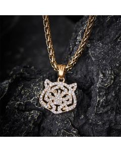 Buddha Stones Titanium Steel Chinese Zodiac Tiger Head Strength Necklace - Tiger