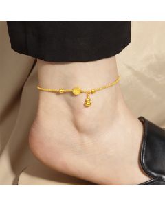 Buddha Stones Titanium Steel Fu Character Luck Gourd Happiness Anklet - Fu Character(Luck ♥ Blessing)