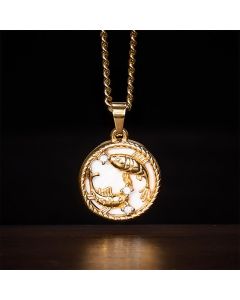 Buddha Stones Titanium Steel Koi Fish Strength and Success Round Pendant Necklace - Koi Fish