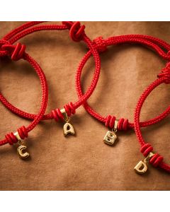 Buddha Stones Titanium Steel Letter Red String Faith Bracelet - A / Less than 5.5 in (15 cm)