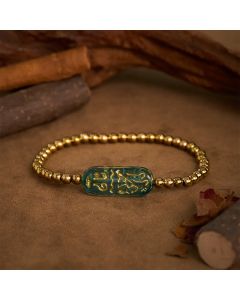 Buddha Stones Titanium Steel Liuli Om Mani Padme Hum Stimulation Bracelet - Blue