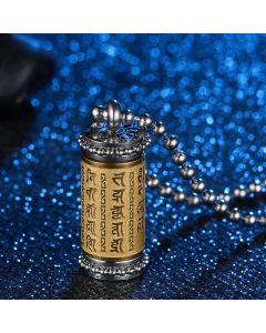 Buddha Stones Titanium Steel Prayer Wheel Scriptures Necklace Balance Pendant - Titanium Steel Prayer Wheel