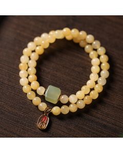 Buddha Stones Topaz Beads Jade Cube Double Circle Wealth Bracelet - Topaz(Wrist Circumference: 5.5-6.3in(14-16cm))