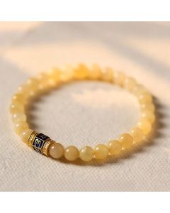 Buddha Stones Topaz Beads Om Mani Padme Hum Fortune Bracelet - Topaz(Wrist Circumference: 5.5-6.3in(14-16cm))