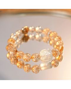 Buddha Stones Topaz Citrine Tiger Eye Zakiram Goddess of Wealth Bracelet - Topaz(Wrist Circumference 14-16cm)
