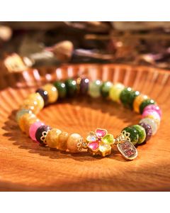 Buddha Stones Tourmaline Jade Safe And Well Love Bracelet - Tourmaline(Wrist Circumference: 14-16cm)