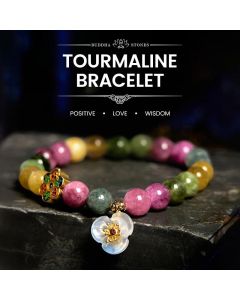 Buddha Stones Tourmaline Wisdom Flower Bracelet - Tourmaline(Wrist Circumference: 14-16cm)