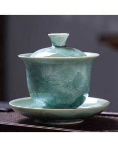 Buddha Stones Traditional Glaze Ceramic Gaiwan Sancai Teacup Kung Fu Tea Cup And Saucer With Lid 180ml - Gradient Pink 11.7cm*10.2cm*180ml