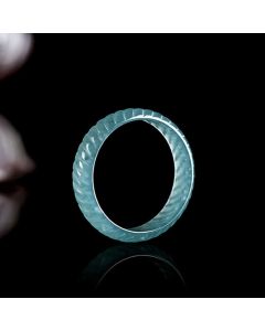Buddha Stones Translucent Jade Dragon Scale Power Ring - Blue Jade Dragon Scale Ring / US4-5（15mm）