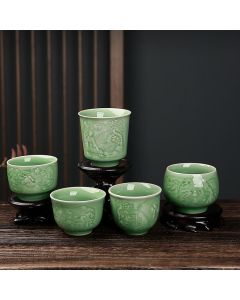 Buddha Stones Trees Pavilion Mountains Rivers Pine Ceramic Teacup Kung Fu Tea Cup - Pine Trees 7.5cm*5.6cm*140ml
