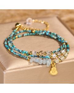 Buddha Stones Turquoise Beaded Strength Triple Wrap Bracelet - Turquoise(Wrist Circumference:16cm)